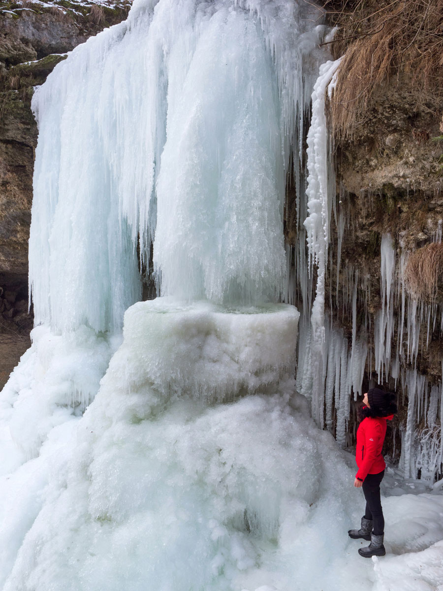 Gefrorener Wasserfall Fallerbucht Oberösterreich Winter