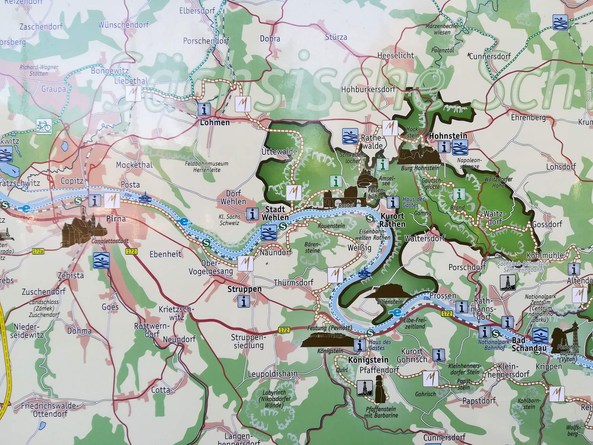 Landkarte sächsische Schweiz Ausflugsziele