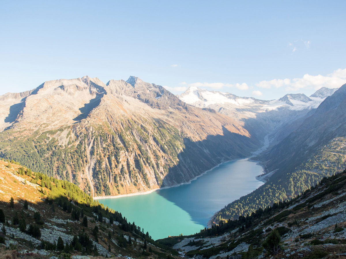 Der Schlegeis Stausee im Zillertal von oben