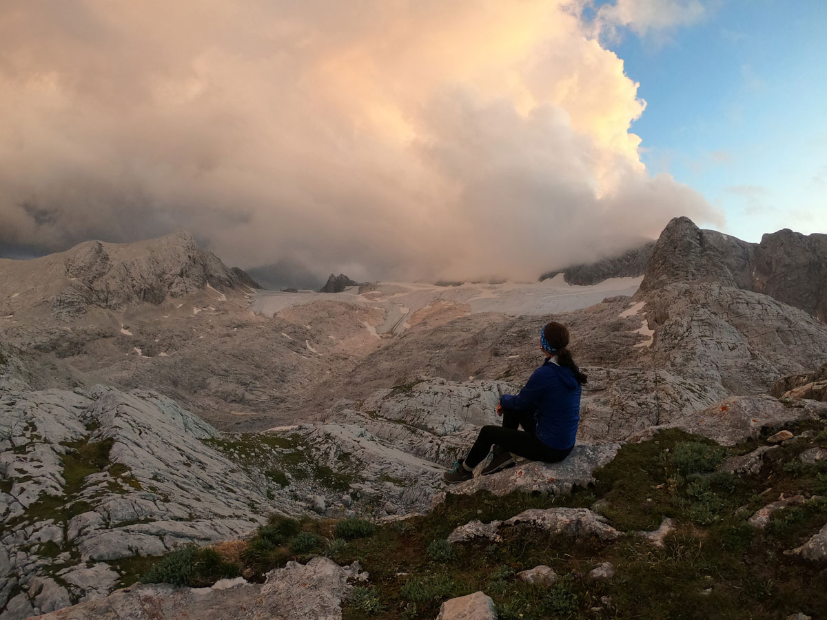 Sonnenuntergang Dachstein Gletscher Simonyhütte