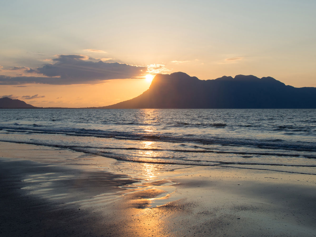 Sonnenuntergang Strand Bako Nationalpark (”)