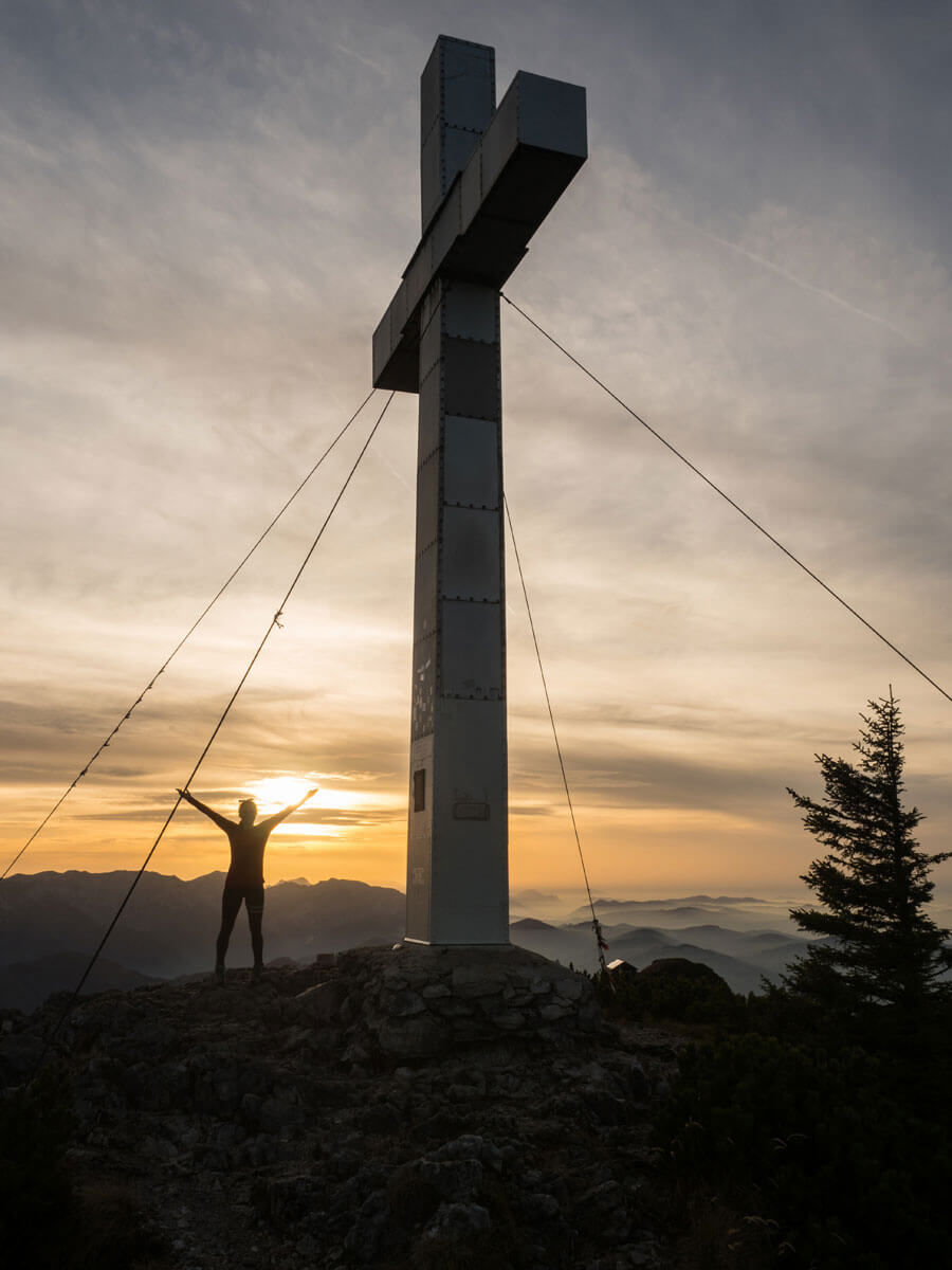 Sonnenuntergang Traunstein Gipfel ”