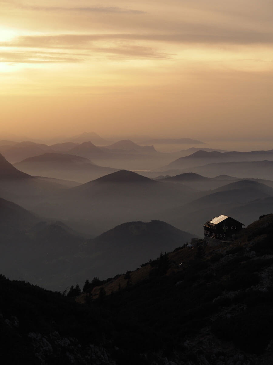 Sonnenuntergang Traunstein Gipfel ”