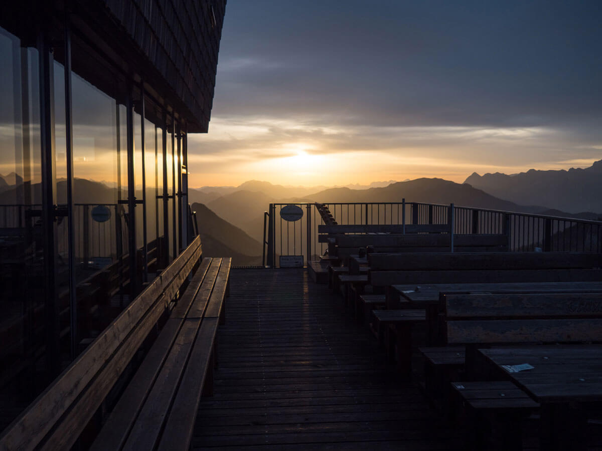 Traunstein Naturfreundehaus Sonnenaufgang